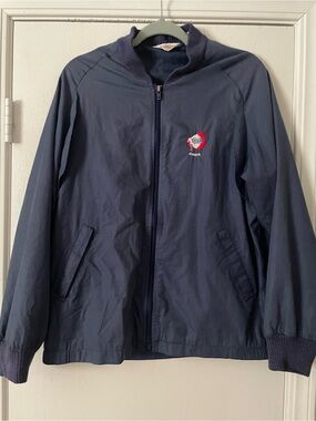 Vintage Men's Navy Bomber Jacket with Oklahoma City University Chiefs Patch